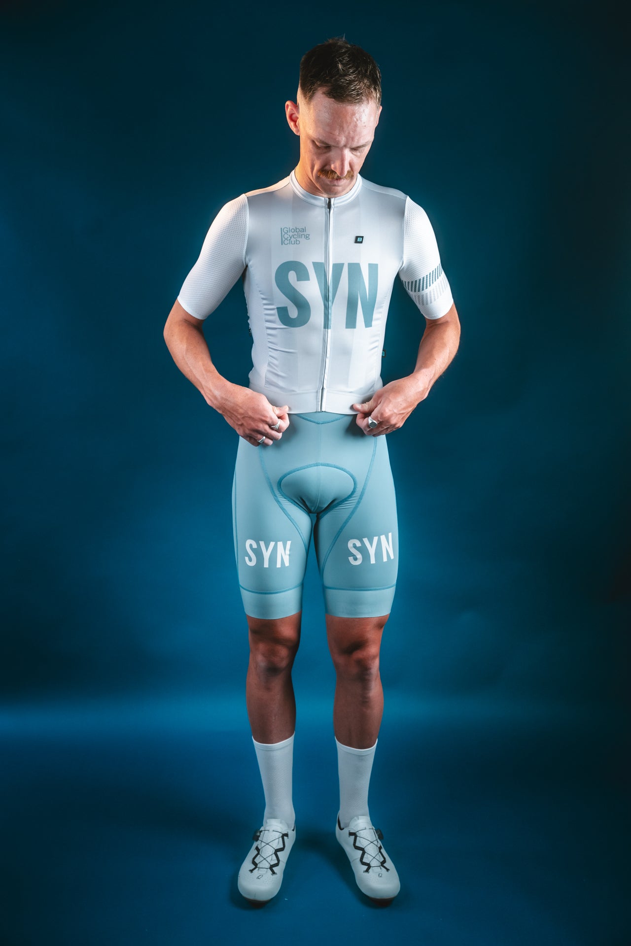 Mens SYNDICATE PRO BIB SHORTS Blue Rain